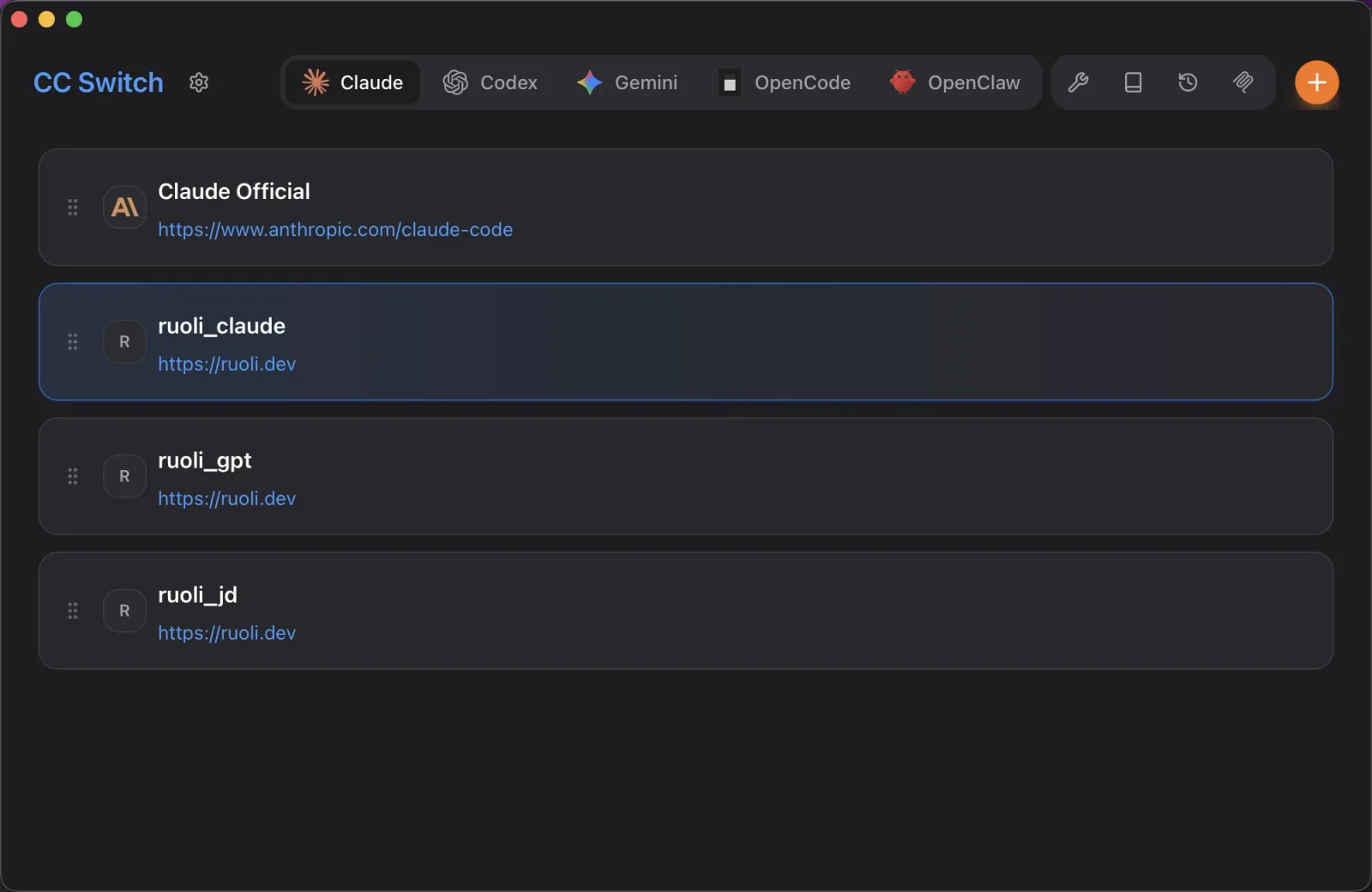 CC Switch screenshot 1
